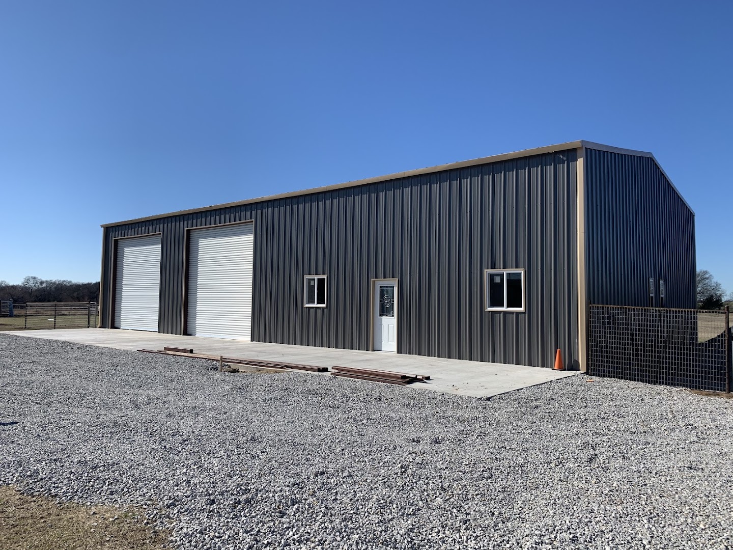 Newly completed metal building exterior